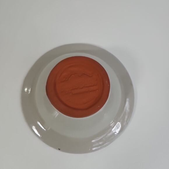 Original Apple Baker Pottery Baking Dish Blue Cream Round 6.25 In‎ Diameter - Picture 2 of 4